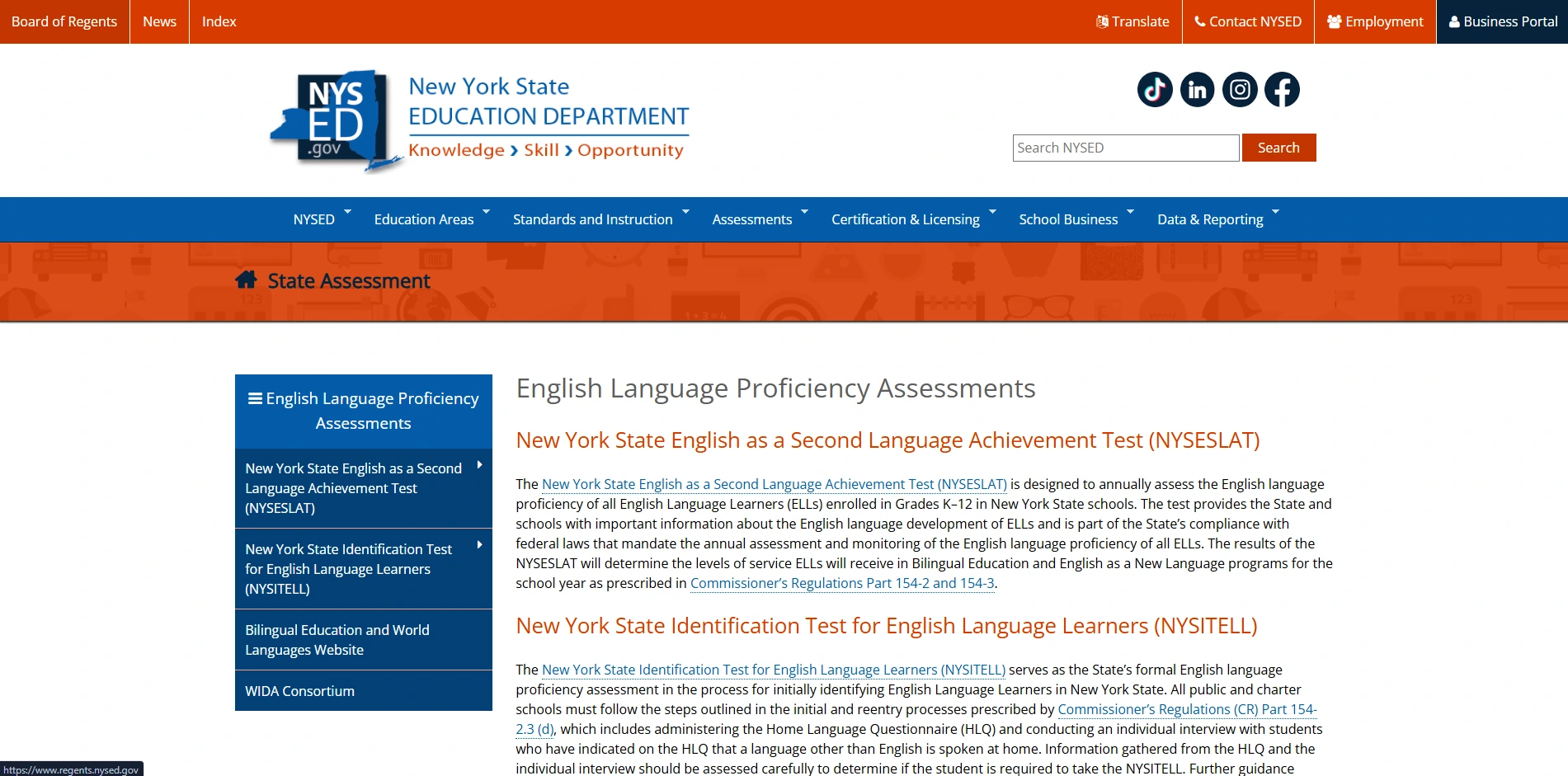 English Language Proficiency Assessments