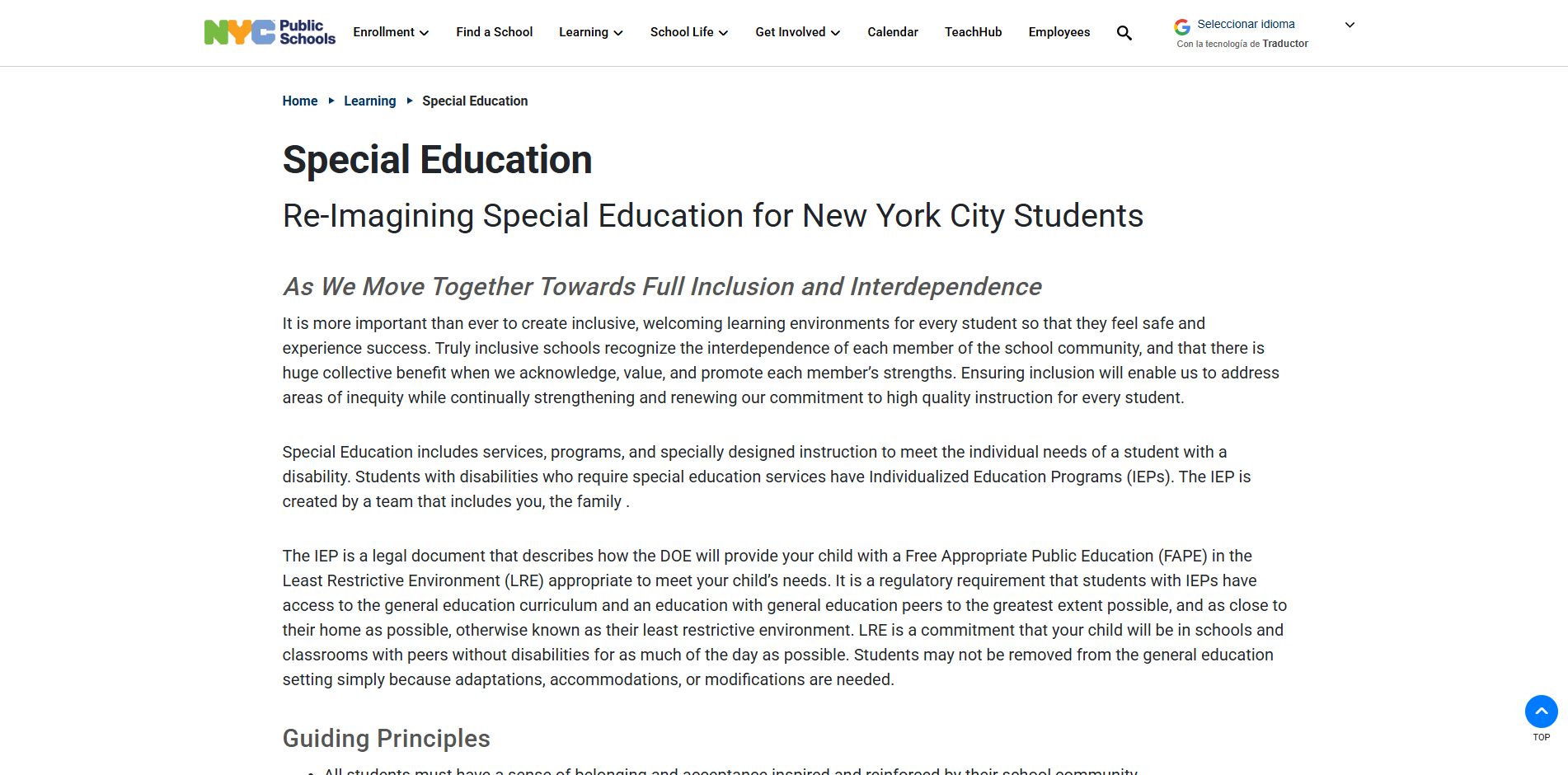 NYC Public Schools - Special Education