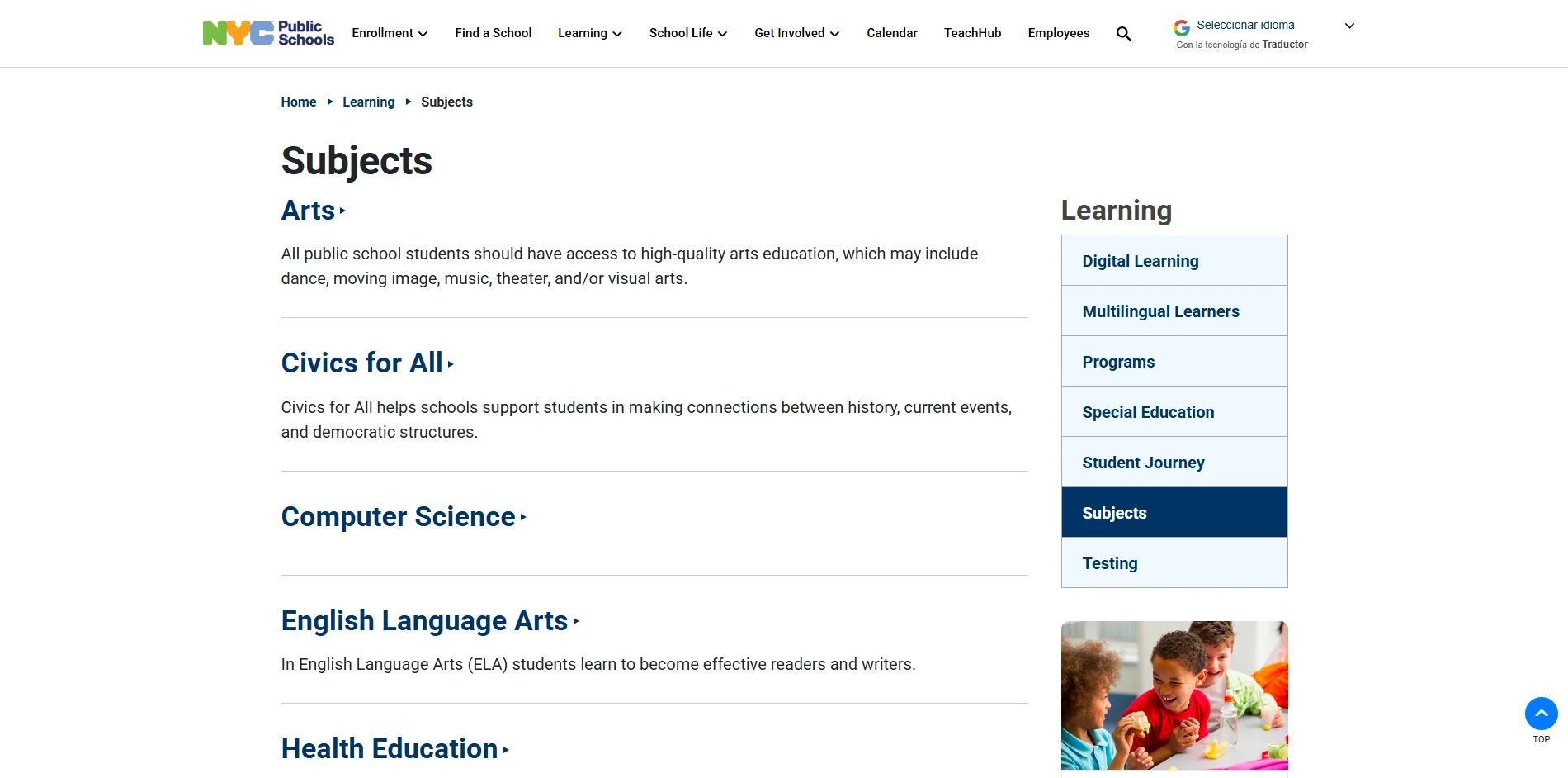 NYC Public Schools - Subjects