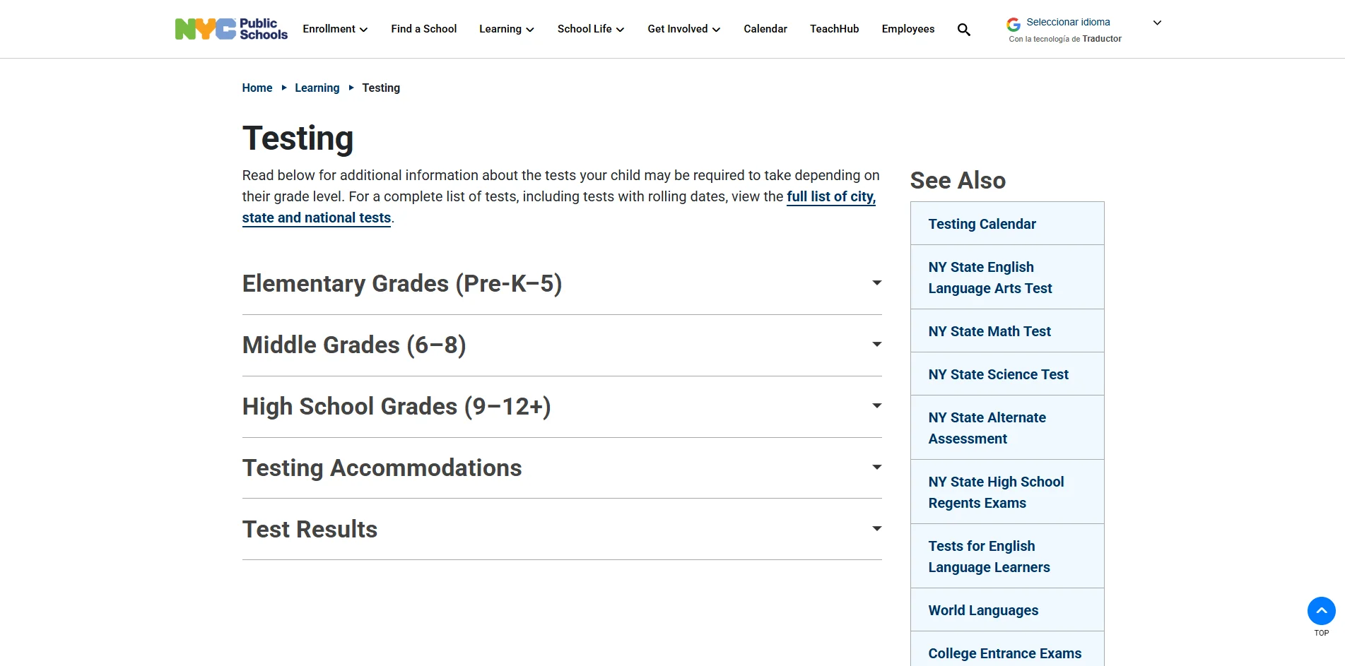 NYC Public Schools - Testing